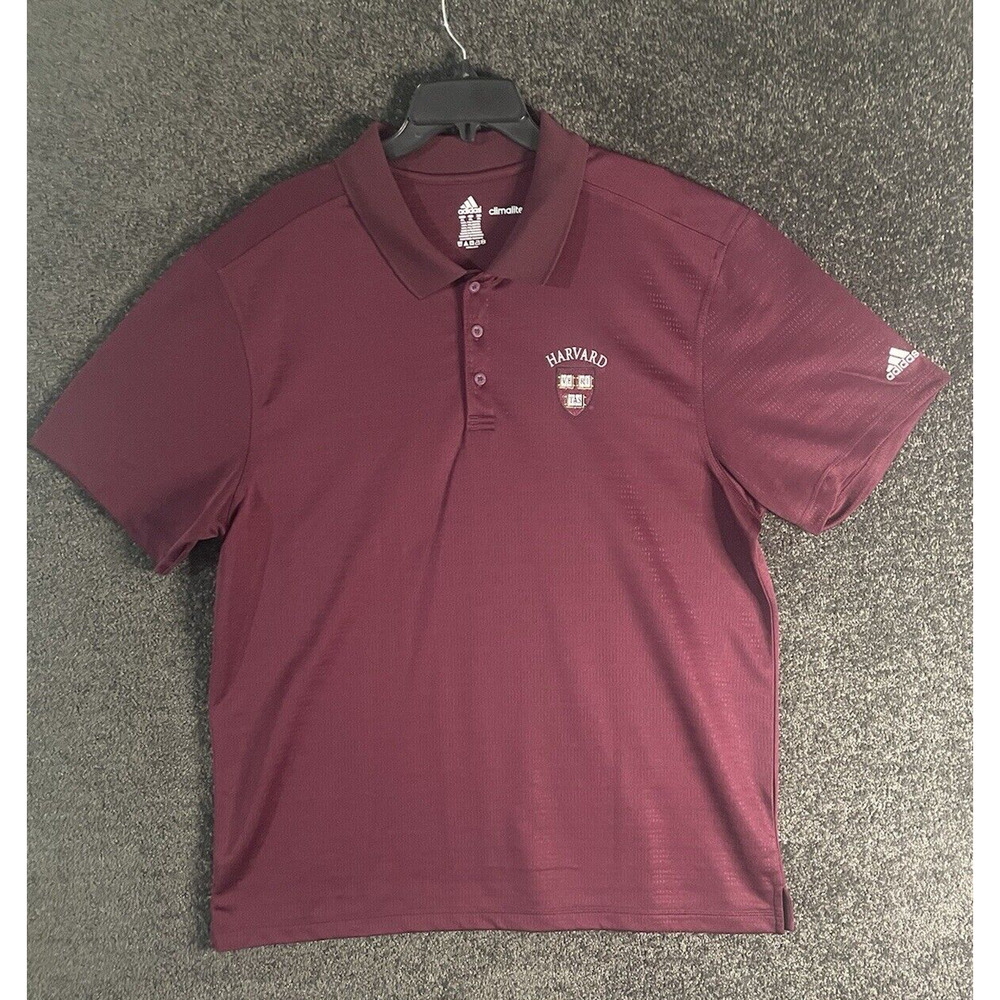 Adidas Harvard University Polo Shirt Men’s 2XL Maroon Climalite